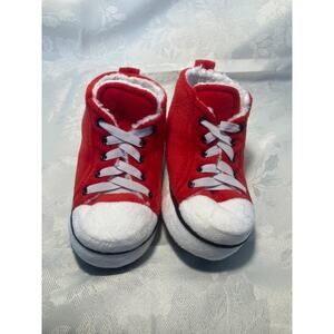 Gohom Kids High Top Slippers Size 11 Red White Cozy Indoor Shoes